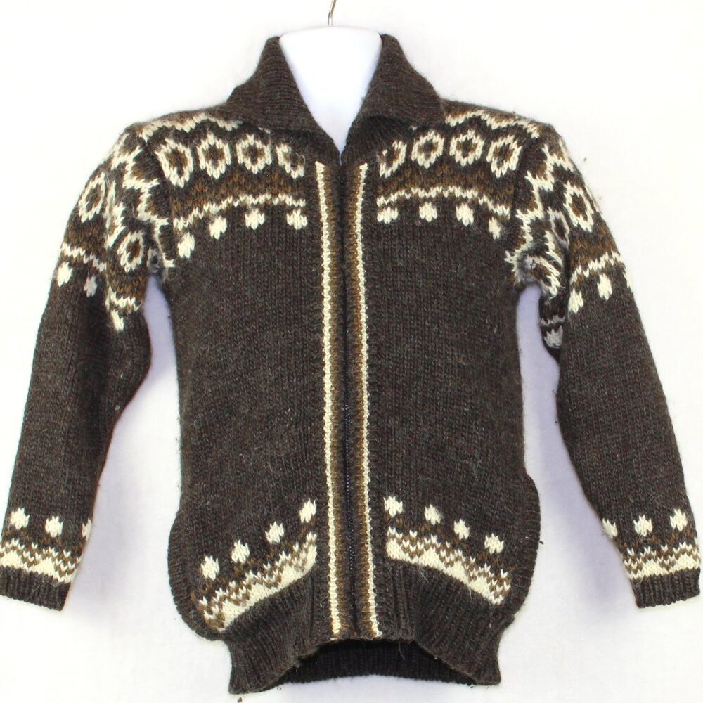 Vintage Gaeltarra Nordic Irish Wool Full Zip Sweater Jacket Womens Small